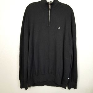 Nautica Black Quarter Zip Pullover Sweater sz XXL